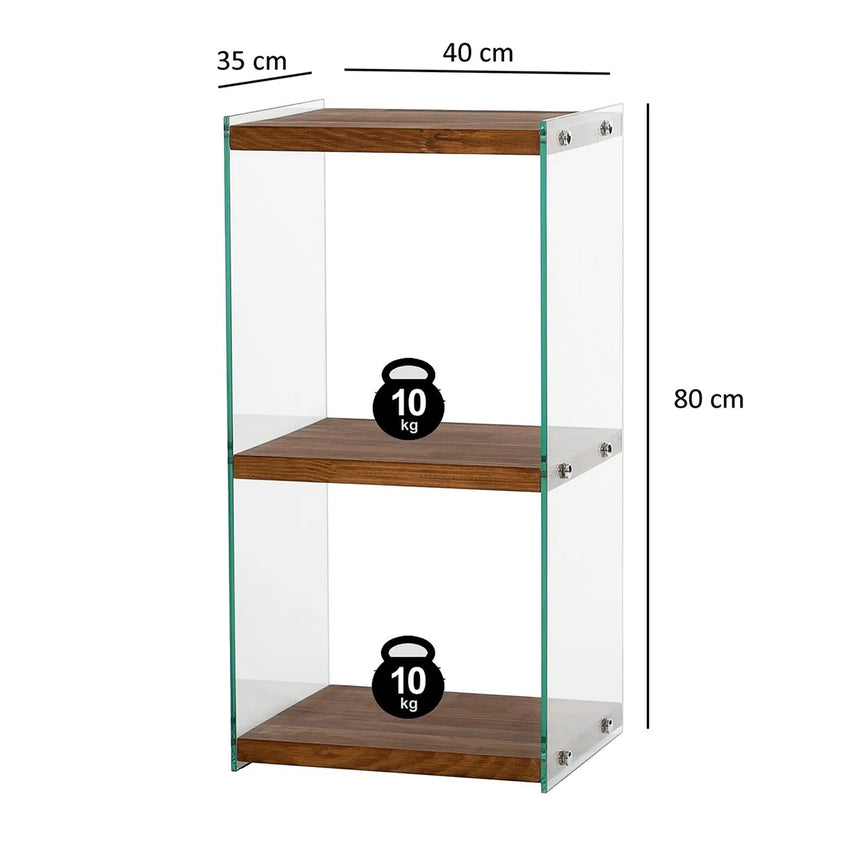2-Fächer Regal Aqua aus gehärtetem Glas und Massivholz, 40×35×80 cm von Hanah Home – Bild 7