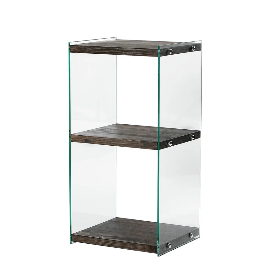 2-Fächer Regal Aqua aus gehärtetem Glas und Massivholz in Anthrazit, 40×35×80 cm von Hanah Home – Bild 6