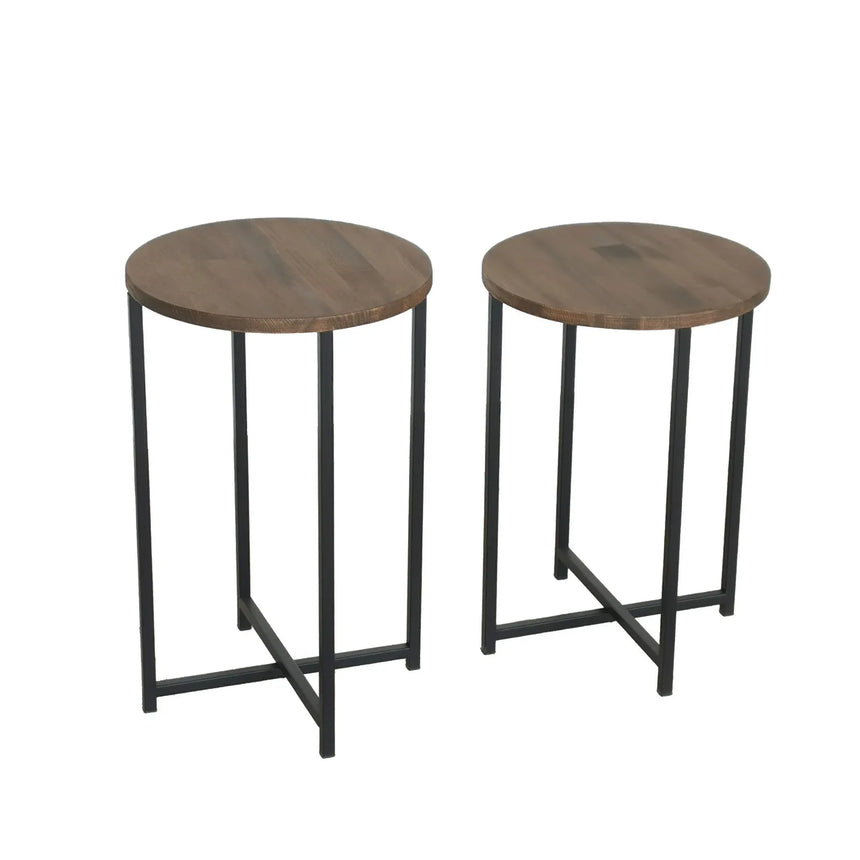 2er-Set Beistelltisch Neta aus massivem Kiefernholz und Metall 35Ø von Hanah Home – Bild 8