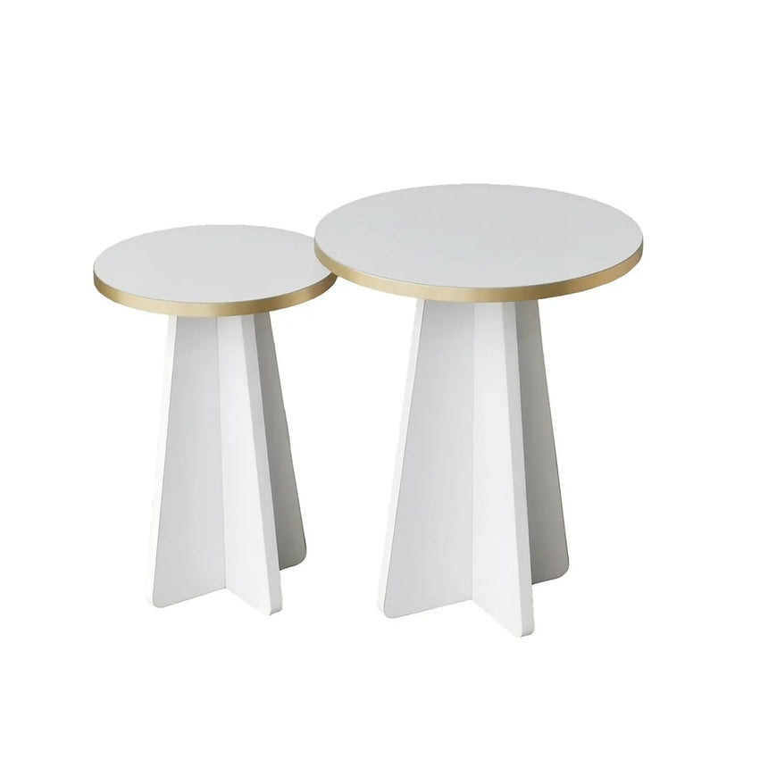 2er-Set Couchtisch Mushroom aus melaminbeschichteten Holz in Gold und Weiß von Hanah Home – Bild 6