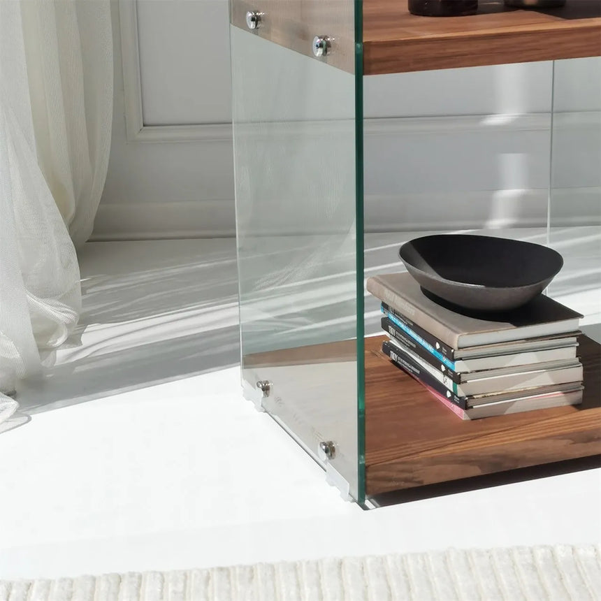 3-Fächer Regal Aqua aus gehärtetem Glas und Massivholz, 40×35×120 cm von Hanah Home – Bild 4