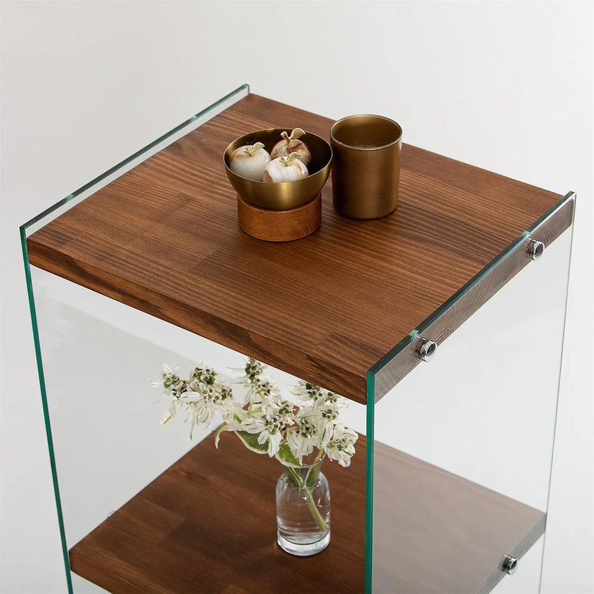 3-Fächer Regal Aqua aus gehärtetem Glas und Massivholz, 40×35×120 cm von Hanah Home – Bild 7