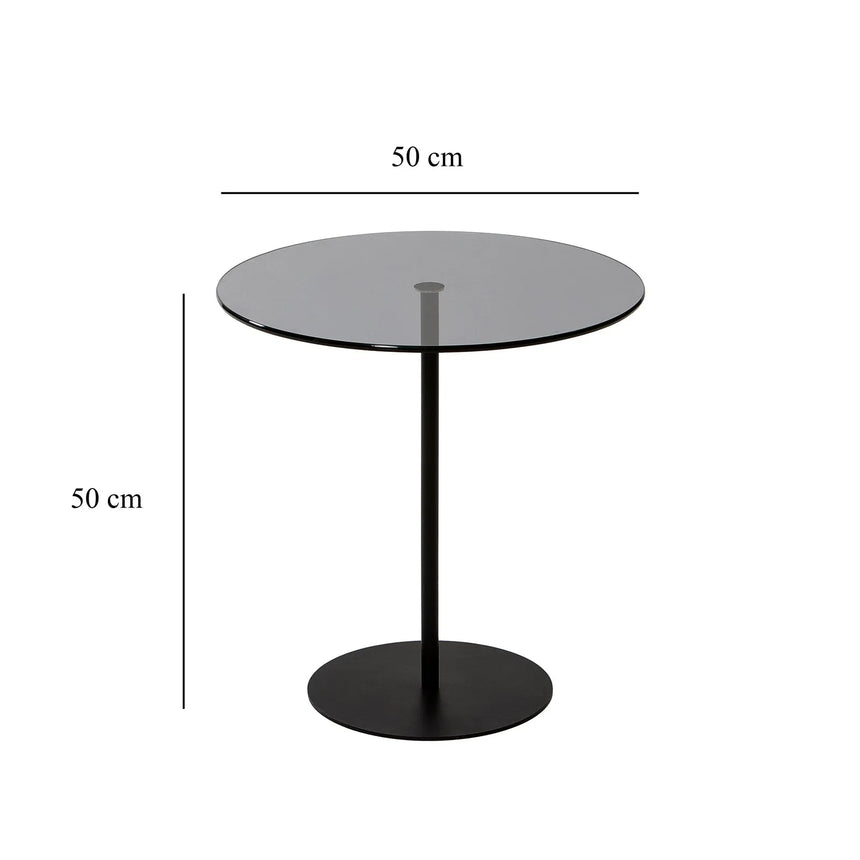 Beistelltisch Chill-Out aus gehärtetem Glas und Metall in Schwarz und Dunkelgrau, 50×50×50 cm von Hanah Home – Bild 4