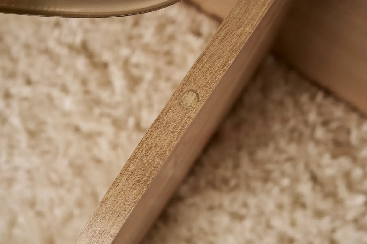 Couchtisch Aeris aus Holz und gehärtetem Glas, 75×75×35 cm von Hanah Home – Bild 5