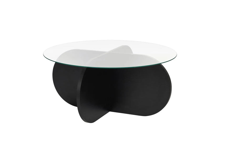 Couchtisch Aeris aus gehärtetem Glas und Holz in Schwarz und Transparent, 75×75×35 cm von Hanah Home – Bild 6
