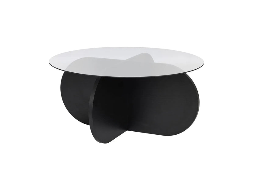 Couchtisch Aeris aus gehärtetem Glas und Holz in rauchschwarz, 75×75×35 cm von Hanah Home – Bild 6