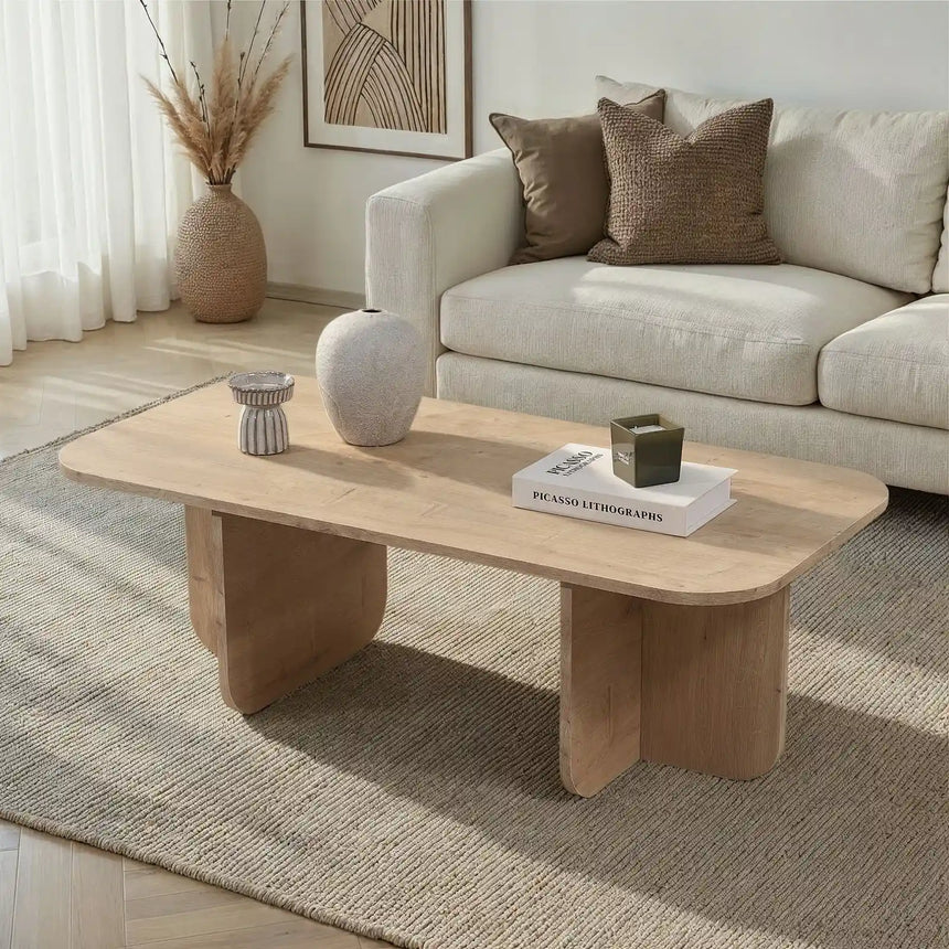 Couchtisch Akira aus melaminbeschichteten Holz in Saphir-Eiche, 120×60×41 cm von Hanah Home – Bild 1