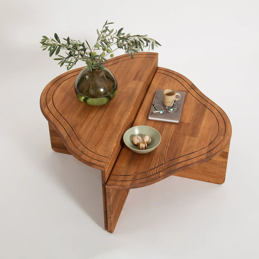 Couchtisch Altopiano aus massivem Kiefernholz in Kastanie, 90×45×40 cm von Hanah Home – Bild 4