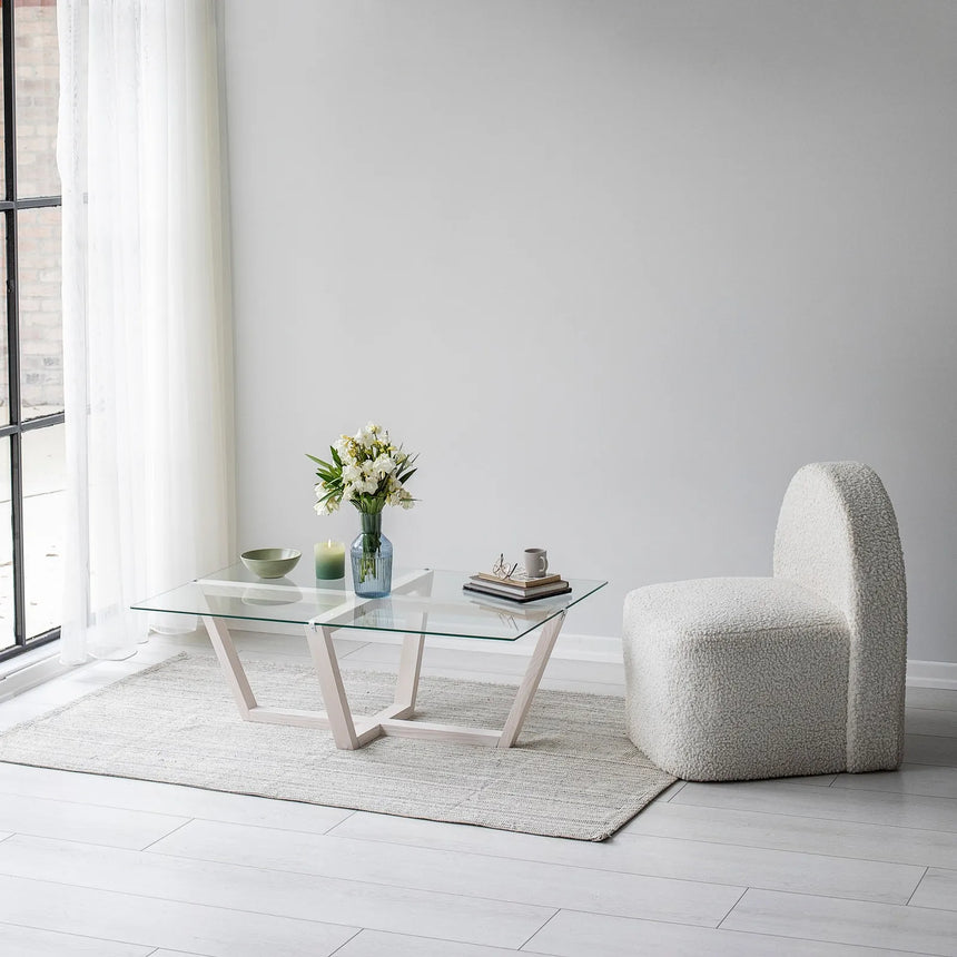 Couchtisch Amalfi aus massiver Kiefer und gehärtetem Glas, 105×65×35 cm von Hanah Home – Bild 2