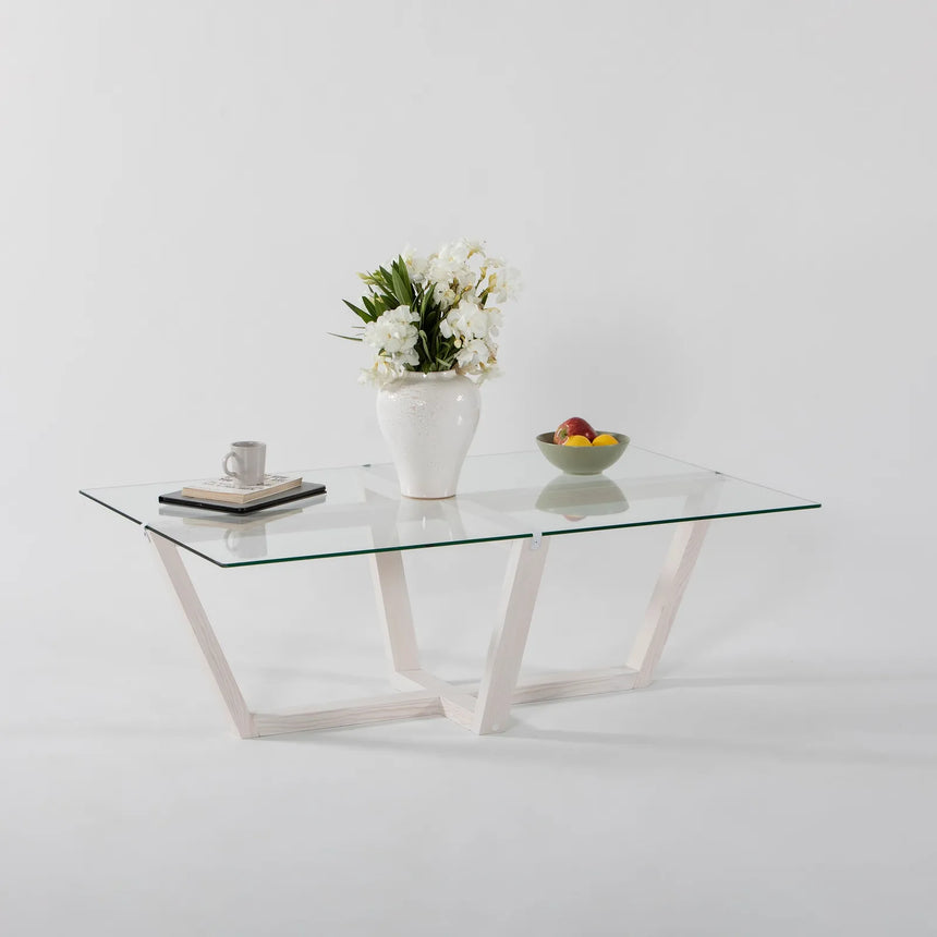 Couchtisch Amalfi aus massiver Kiefer und gehärtetem Glas, 105×65×35 cm von Hanah Home – Bild 4