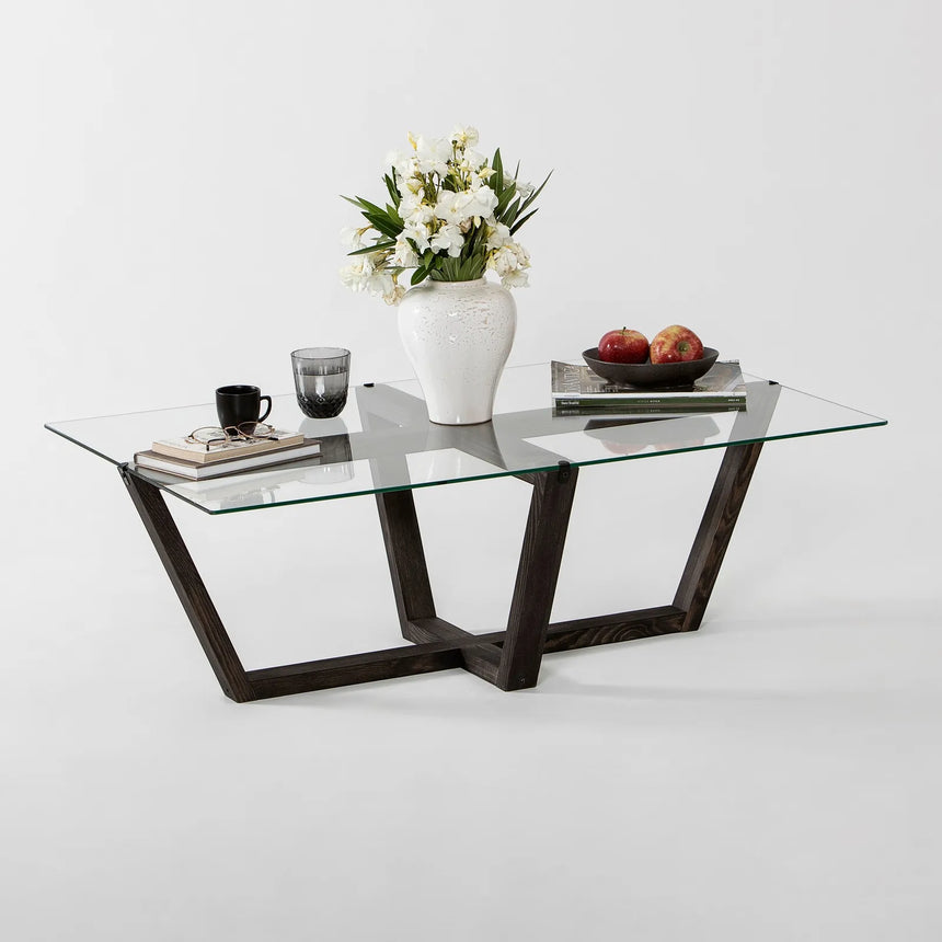 Couchtisch Amalfi aus massiver Kiefer und gehärtetem Glas in Anthrazit, 105×65×35 cm von Hanah Home – Bild 4