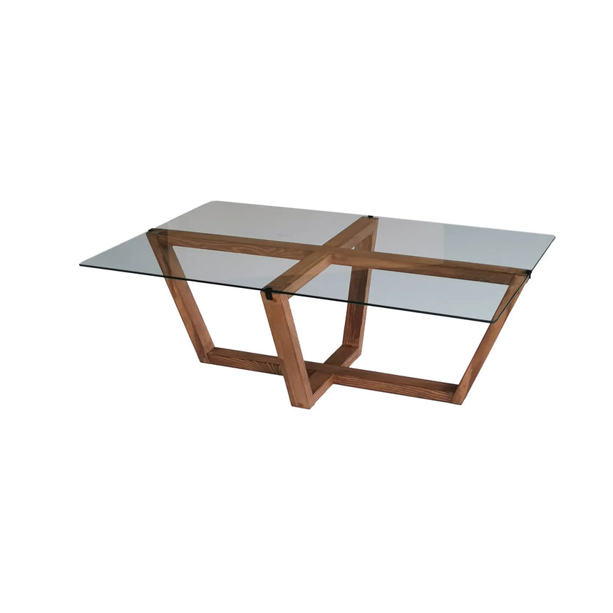 Couchtisch Amalfi aus massiver Kiefer und gehärtetem Glas in Walnuss, 105×65×35 cm von Hanah Home – Bild 9