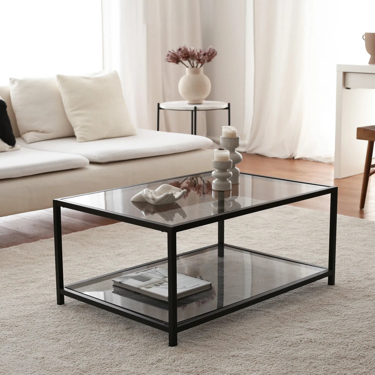 Couchtisch Astro aus gehärtetem Glas und Metall, 90×60×40 cm von Hanah Home – Bild 1