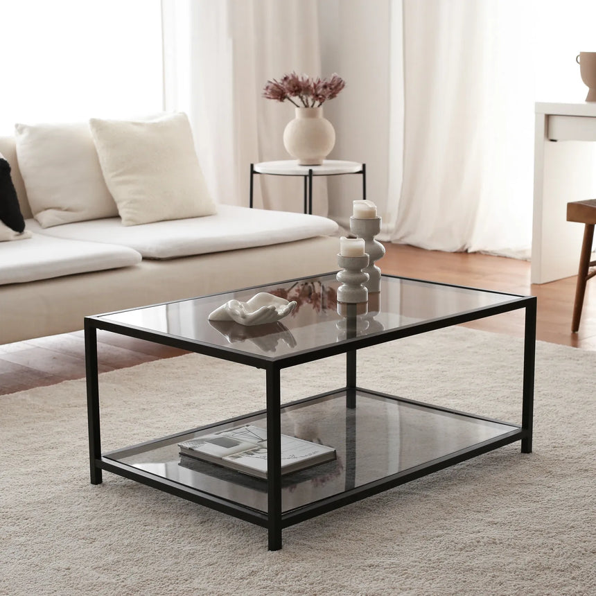 Couchtisch Astro aus gehärtetem Glas und Metall, 90×60×40 cm von Hanah Home – Bild 1