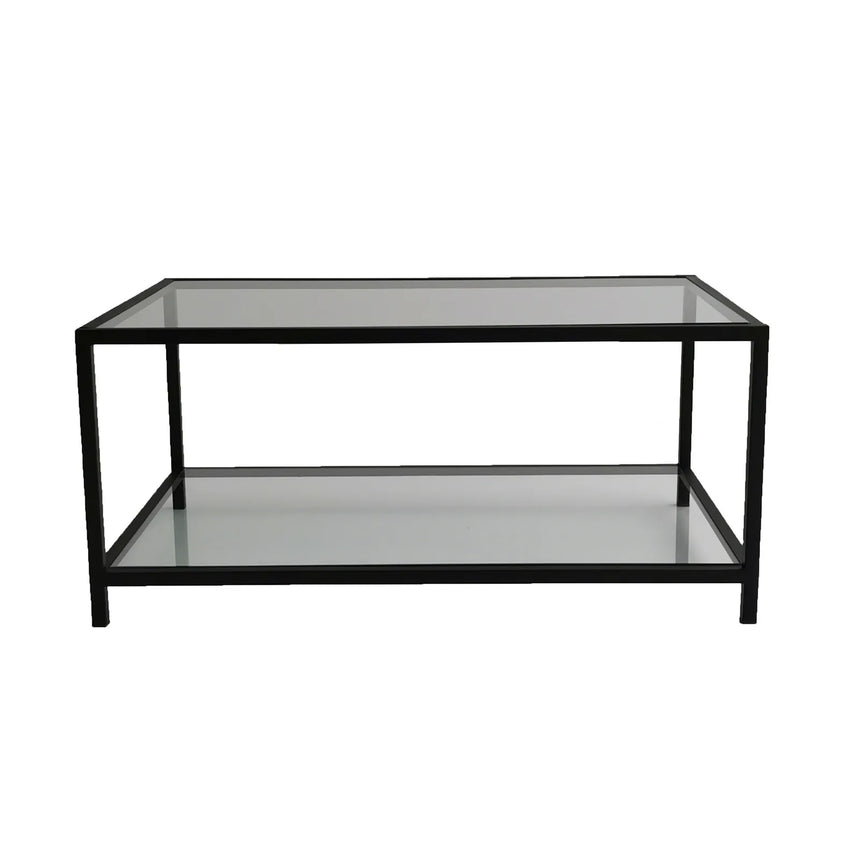 Couchtisch Astro aus gehärtetem Glas und Metall in Rauch und Schwarz, 90×60×40 cm von Hanah Home – Bild 9
