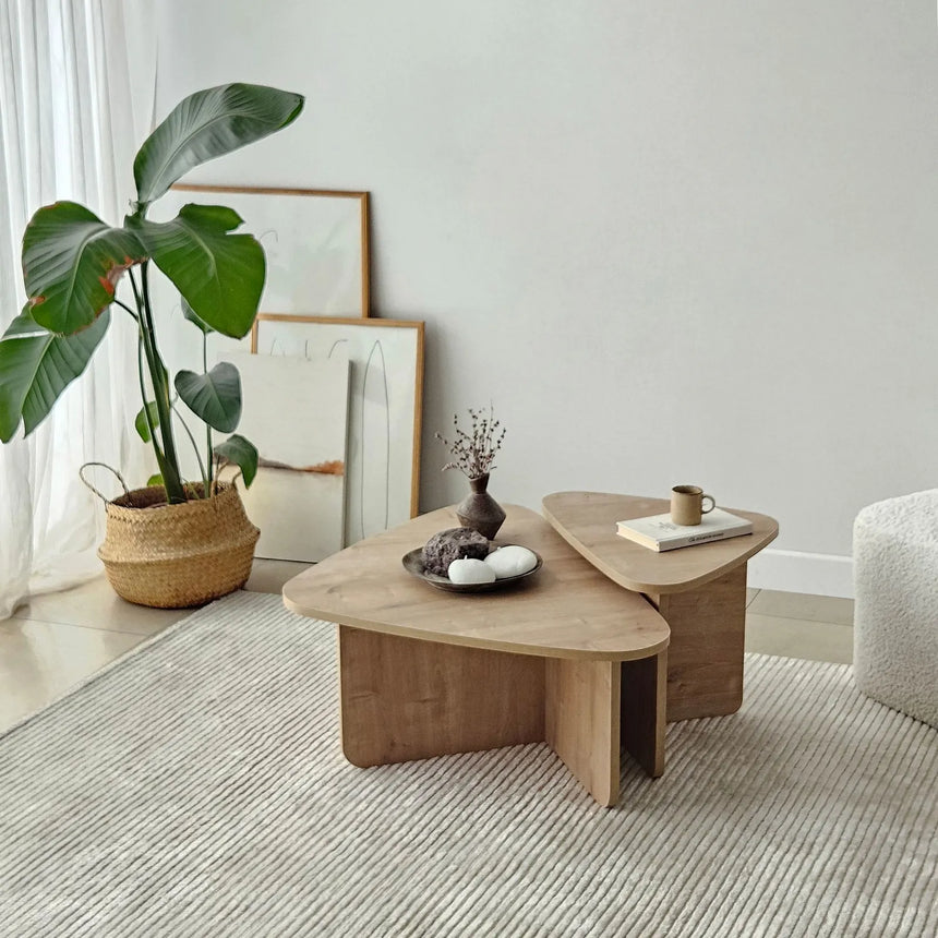 Couchtisch Ballare Set aus melaminharzbeschichteten Holz in Saphir-Eiche, 90×60×35 cm von Hanah Home – Bild 1