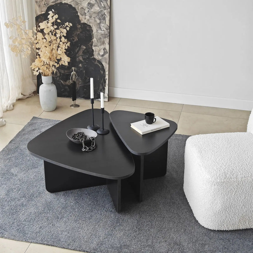 Couchtisch Ballare Set aus melaminharzbeschichteten Holz in Schwarz, 90×60×35 cm von Hanah Home – Bild 1