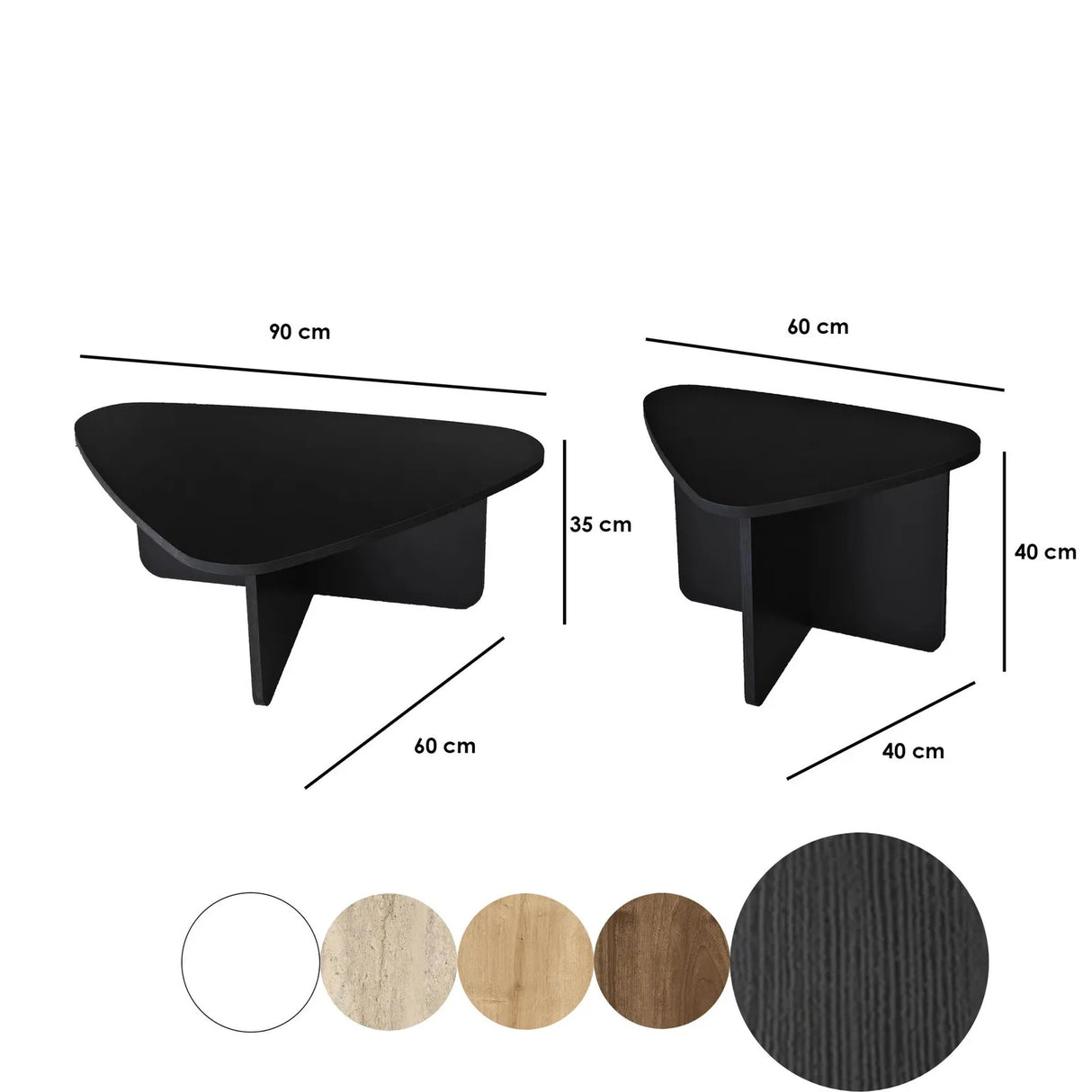 Couchtisch Ballare Set aus melaminharzbeschichteten Holz in Schwarz, 90×60×35 cm von Hanah Home – Bild 10