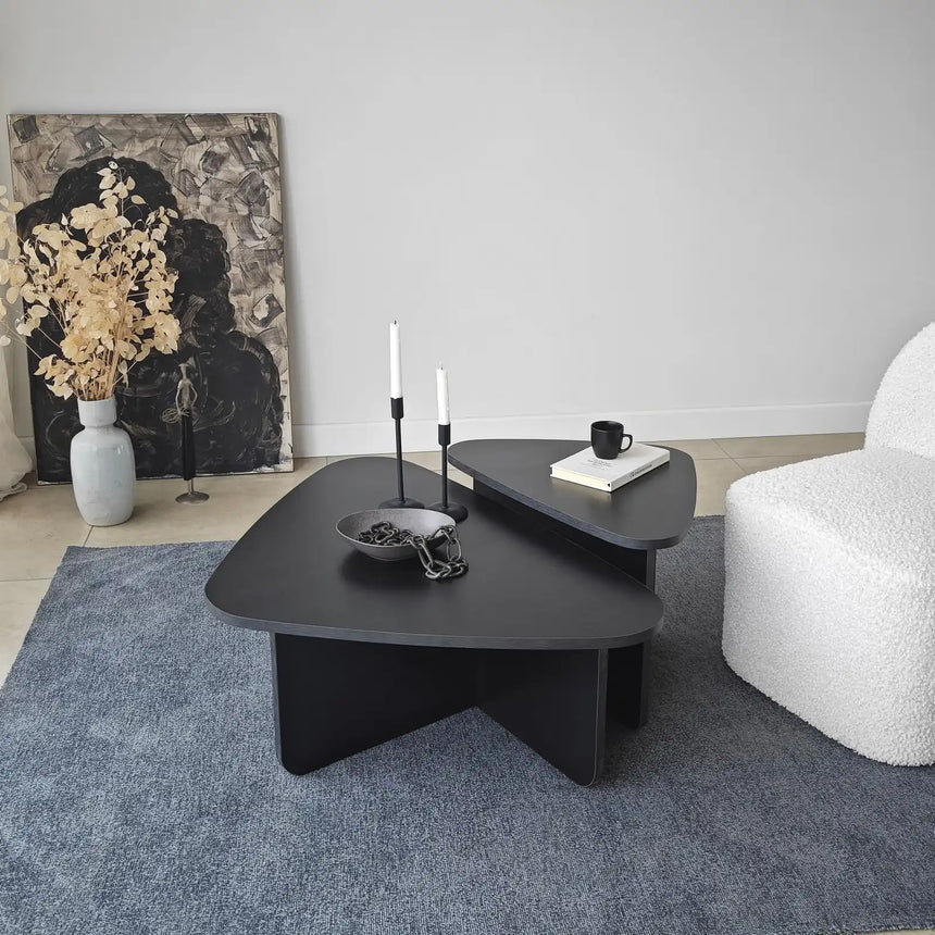 Couchtisch Ballare Set aus melaminharzbeschichteten Holz in Schwarz, 90×60×35 cm von Hanah Home – Bild 5