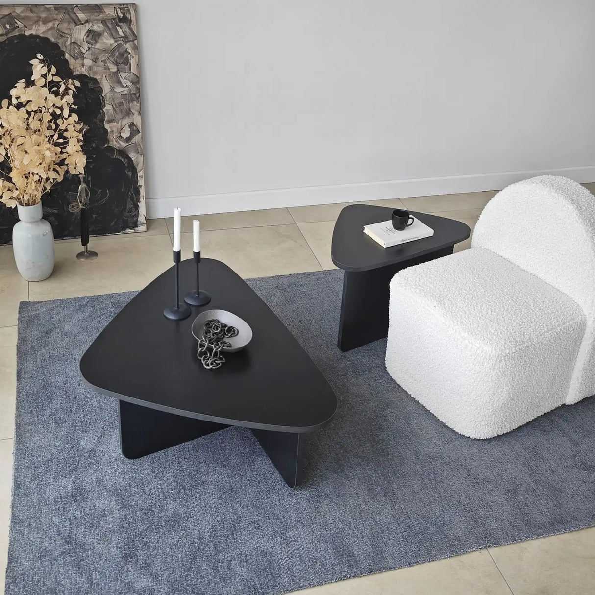 Couchtisch Ballare Set aus melaminharzbeschichteten Holz in Schwarz, 90×60×35 cm von Hanah Home – Bild 6