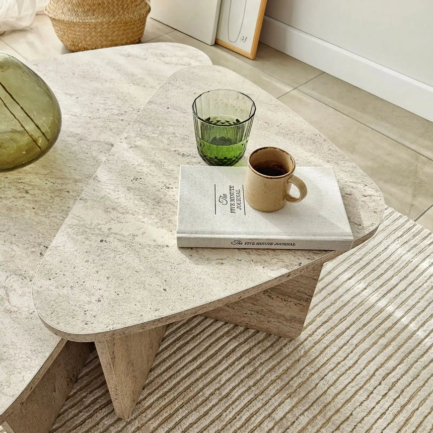 Couchtisch Ballare Set aus melaminharzbeschichteten Holz in Travertin, 90×60×35 cm von Hanah Home – Bild 7