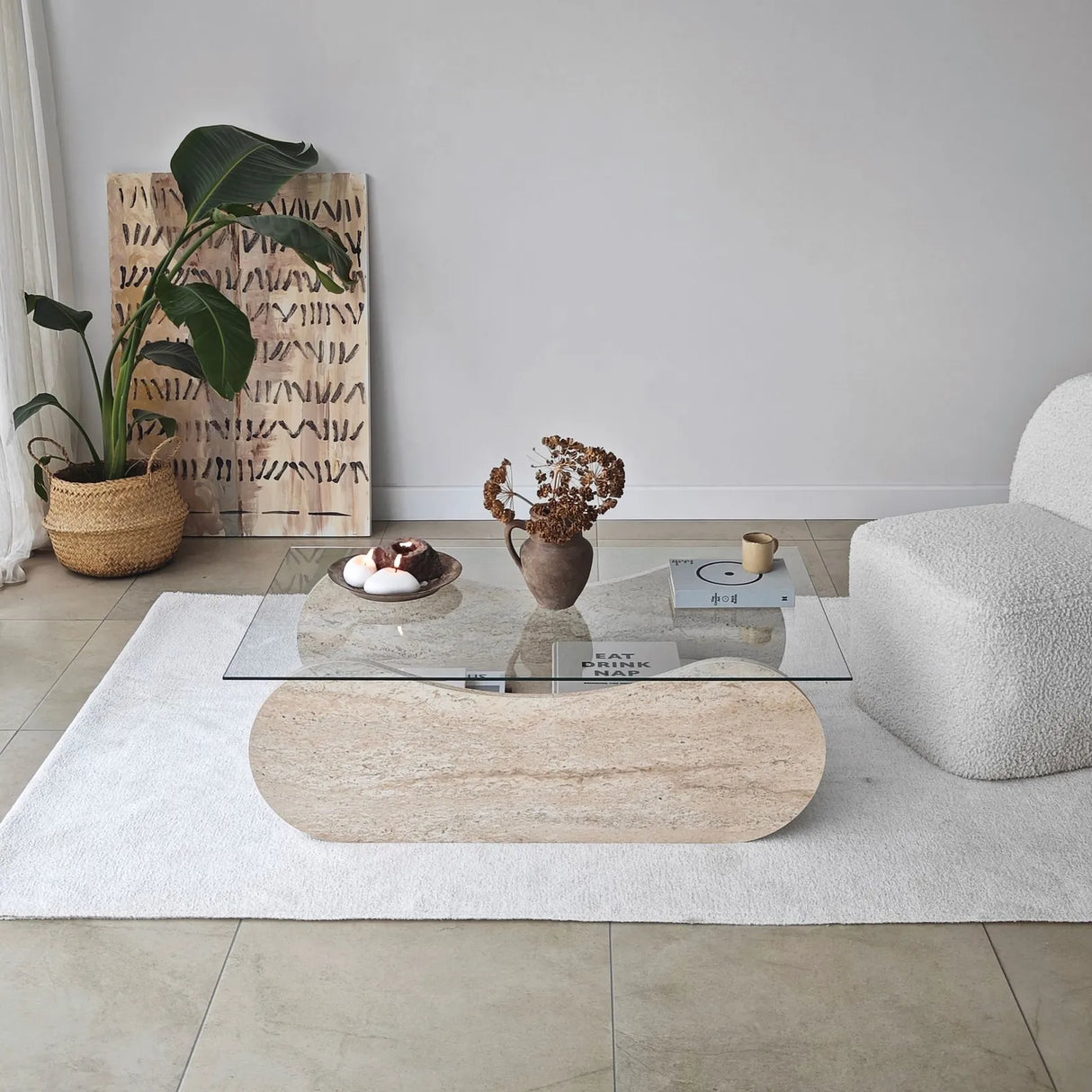 Couchtisch Brise aus gehärtetem Glas und Holz, 105×65×35 cm von Hanah Home – Bild 3