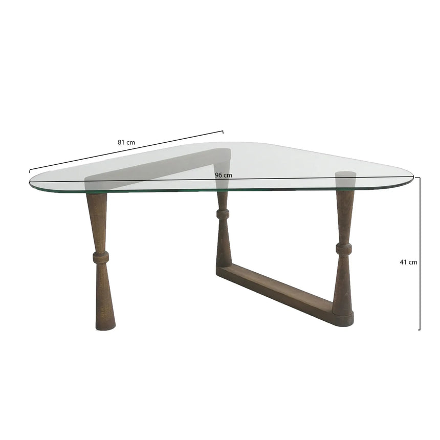 Couchtisch Cam aus gehärtetem Glas und Buche in Walnuss, 96×81×41 cm von Hanah Home – Bild 9