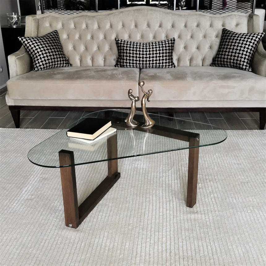 Couchtisch Cam aus gehärtetem Glas und Massivholz, 96×81×41 cm von Hanah Home – Bild 3