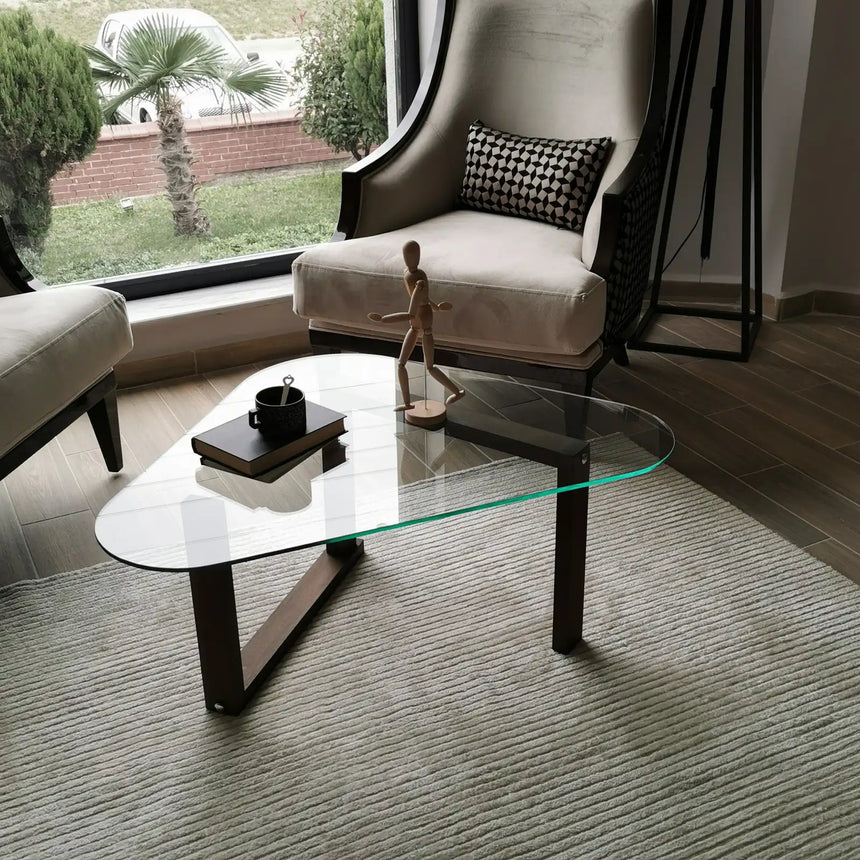 Couchtisch Cam aus gehärtetem Glas und Massivholz, 96×81×41 cm von Hanah Home – Bild 5
