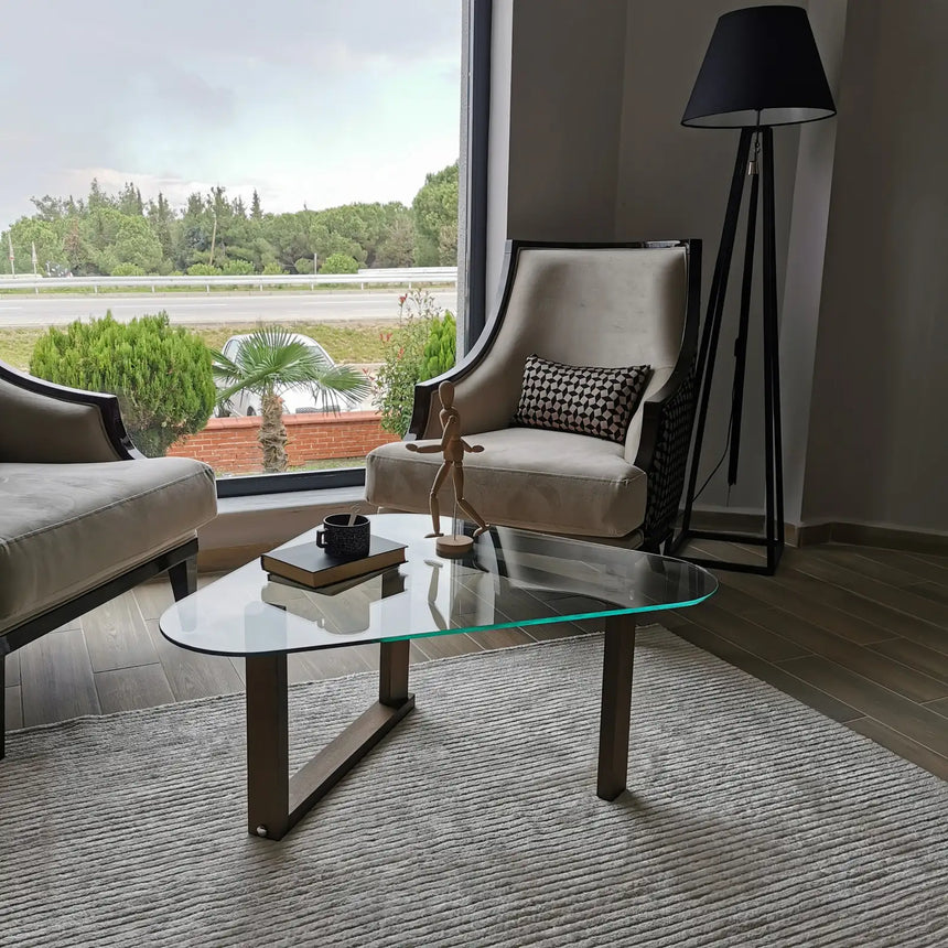 Couchtisch Cam aus gehärtetem Glas und Massivholz, 96×81×41 cm von Hanah Home – Bild 6