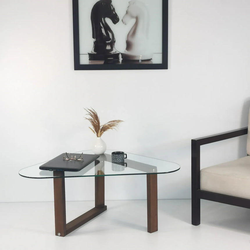 Couchtisch Cam aus gehärtetem Glas und Massivholz, 96×81×41 cm von Hanah Home – Bild 7