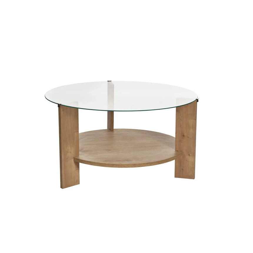 Couchtisch Clara aus gehärtetem Glas und Holz 75Ø - ZEN ZONE Furniture