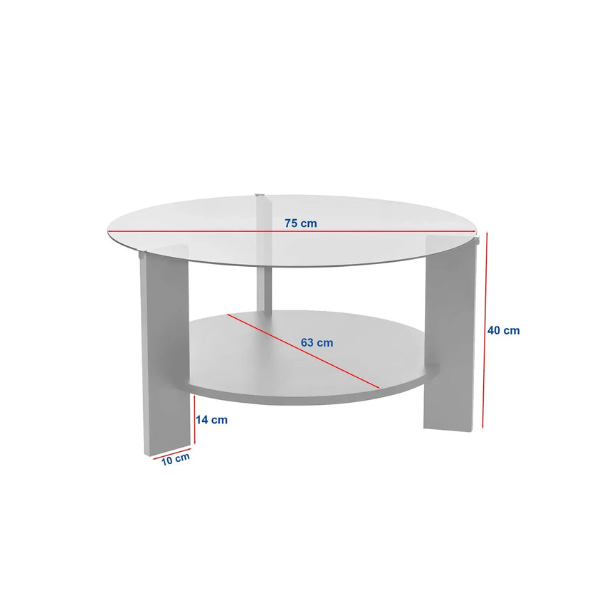 Couchtisch Clara aus gehärtetem Glas und Holz 75Ø - ZEN ZONE Furniture