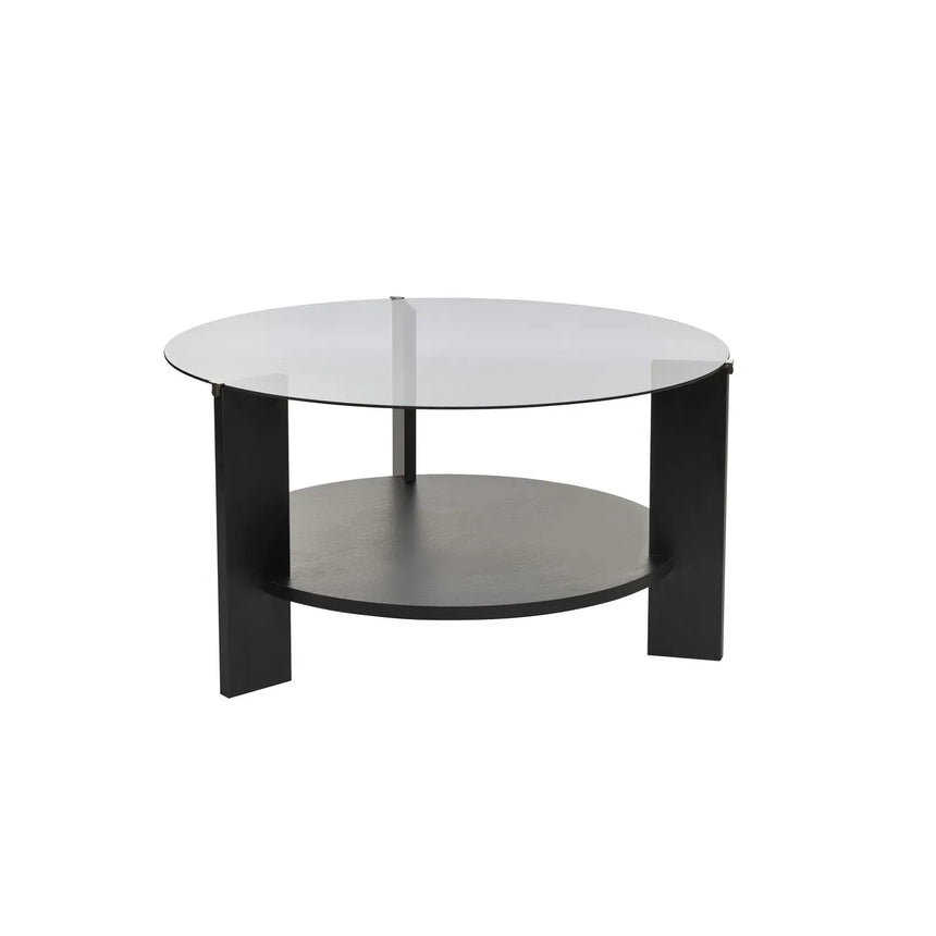 Couchtisch Clara aus gehärtetem Glas und Holz 75Ø - ZEN ZONE Furniture
