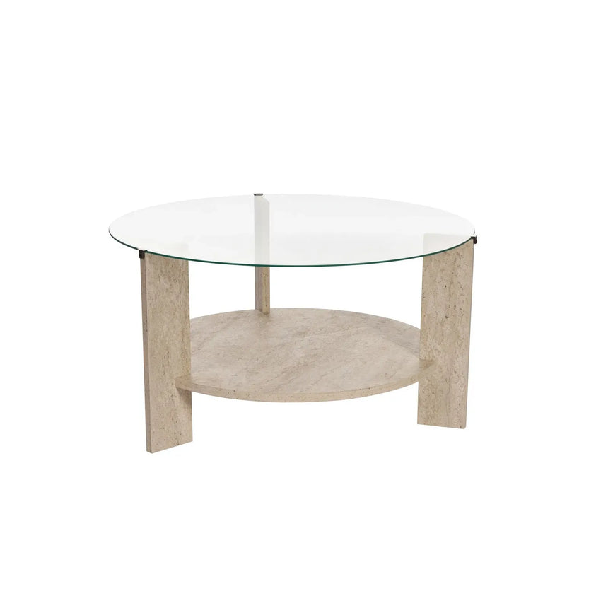 Couchtisch Clara aus gehärtetem Glas und Holz 75Ø - ZEN ZONE Furniture