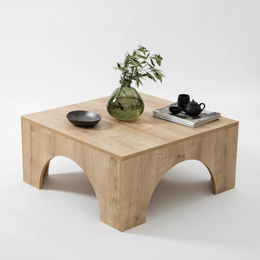 Couchtisch Collesium aus melaminbeschichteten Holz in Eiche, 80×80×37 cm von Hanah Home – Bild 3