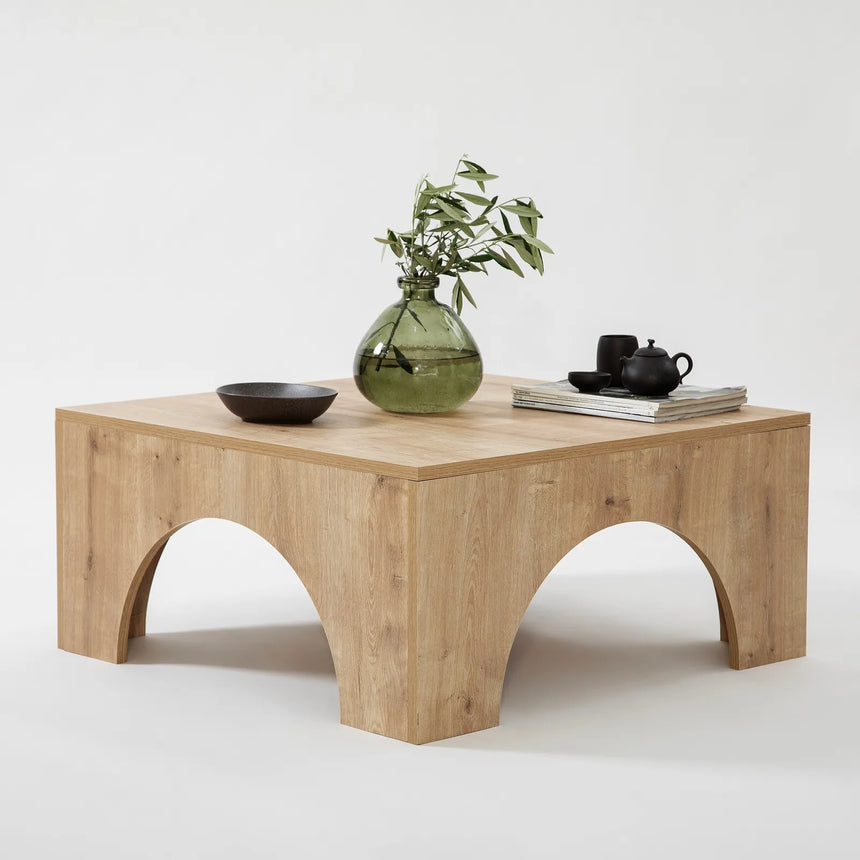 Couchtisch Collesium aus melaminbeschichteten Holz in Eiche, 80×80×37 cm von Hanah Home – Bild 4