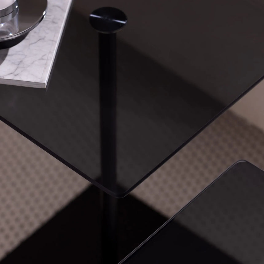 Couchtisch Elegante 2 aus gehärtetem Glas und melaminbeschichteten Holz, 45×40×40 cm von Hanah Home – Bild 4