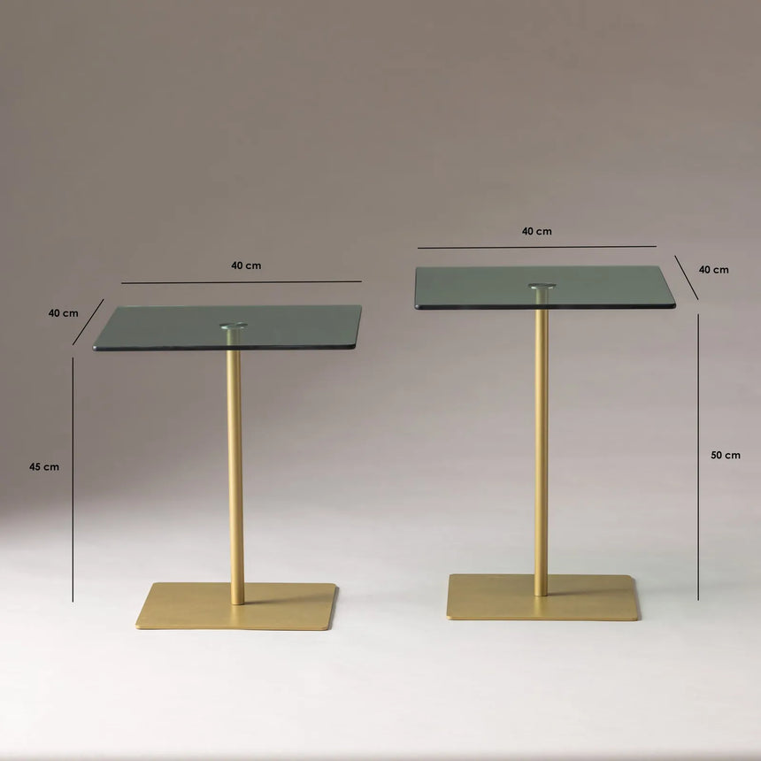 Couchtisch Elegante 2 aus gehärtetem Glas und melaminbeschichteten Holz in Gold und Grün, 45×40×40 cm von Hanah Home – Bild 8