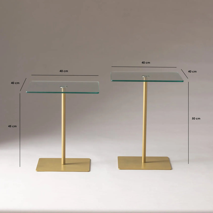 Couchtisch Elegante 2 aus gehärtetem Glas und melaminbeschichteten Holz in Gold und Transparent, 40×40×45 cm von Hanah Home – Bild 8