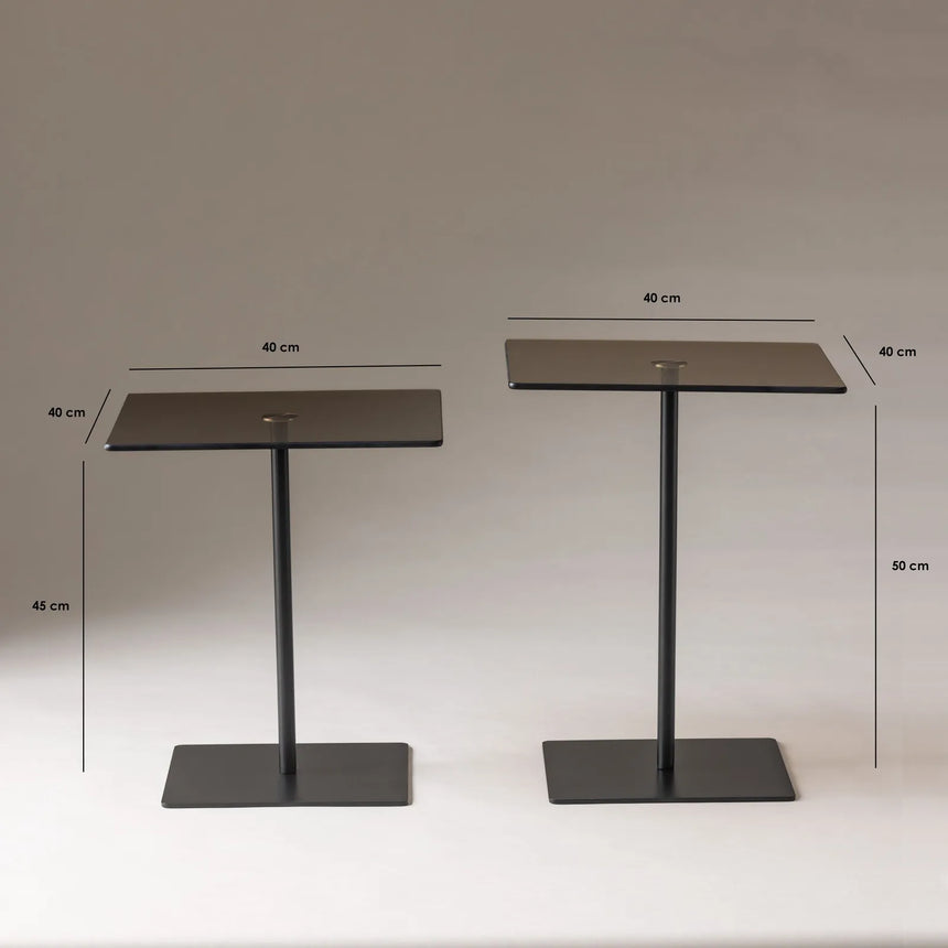 Couchtisch Elegante 2 aus gehärtetem Glas und melaminbeschichteten Holz in Schwarz und Bronze, 45×40×40 cm von Hanah Home – Bild 8