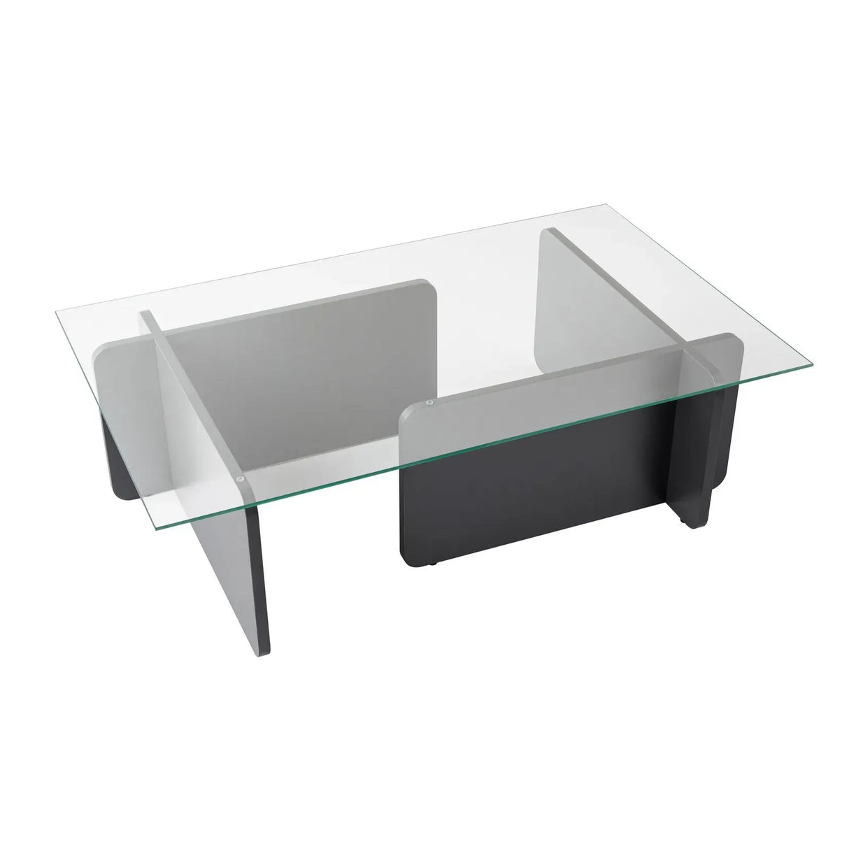 Couchtisch Flavio aus melaminbeschichteten Holz und gehärtetem Glas, 105×65×30 cm - ZEN ZONE Furniture