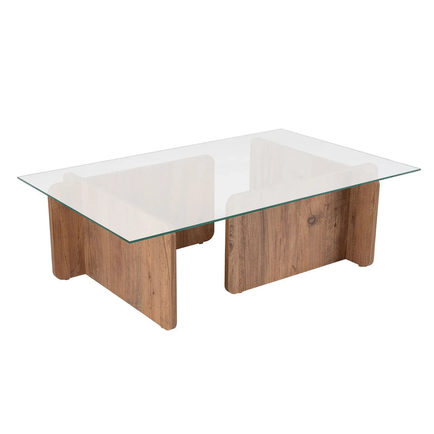 Couchtisch Flavio aus melaminbeschichteten Holz und gehärtetem Glas, 105×65×30 cm - ZEN ZONE Furniture