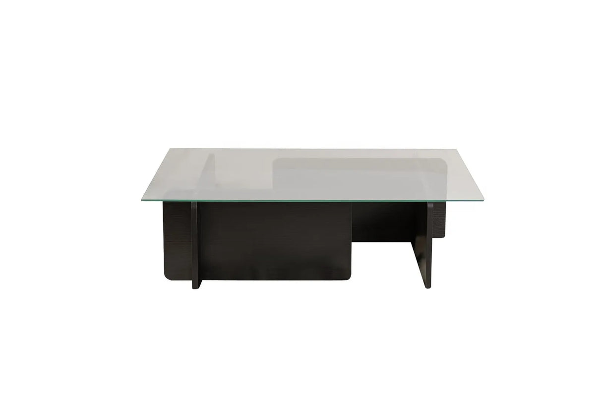 Couchtisch Flavio aus melaminbeschichteten Holz und gehärtetem Glas in Holzschwarz, 105×65×30 cm von Hanah Home – Bild 6