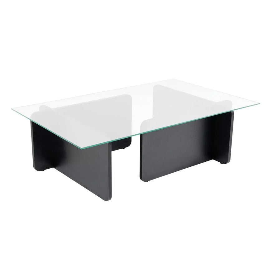 Couchtisch Flavio aus melaminbeschichteten Holz und gehärtetem Glas, 105×65×30 cm - ZEN ZONE Furniture