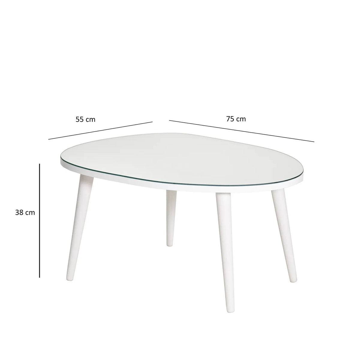 Couchtisch Gusto aus melaminbeschichteten Holz und gehärtetem Glas in Weiß und Transparent, 75×55×38 cm von Hanah Home – Bild 6