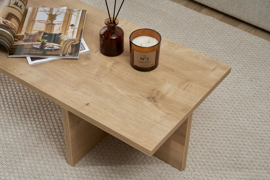 Couchtisch Harbor aus melaminbeschichteter Spanplatte in Saphir-Eiche, 120×45×30 cm von Hanah Home – Bild 5