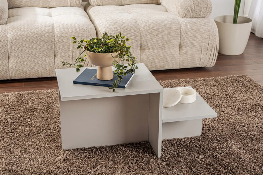 Couchtisch Harmony aus melaminbeschichteten Holz in Grau, 80×40×40 cm von Hanah Home – Bild 1