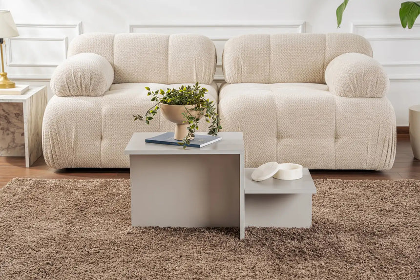 Couchtisch Harmony aus melaminbeschichteten Holz in Grau, 80×40×40 cm von Hanah Home – Bild 2