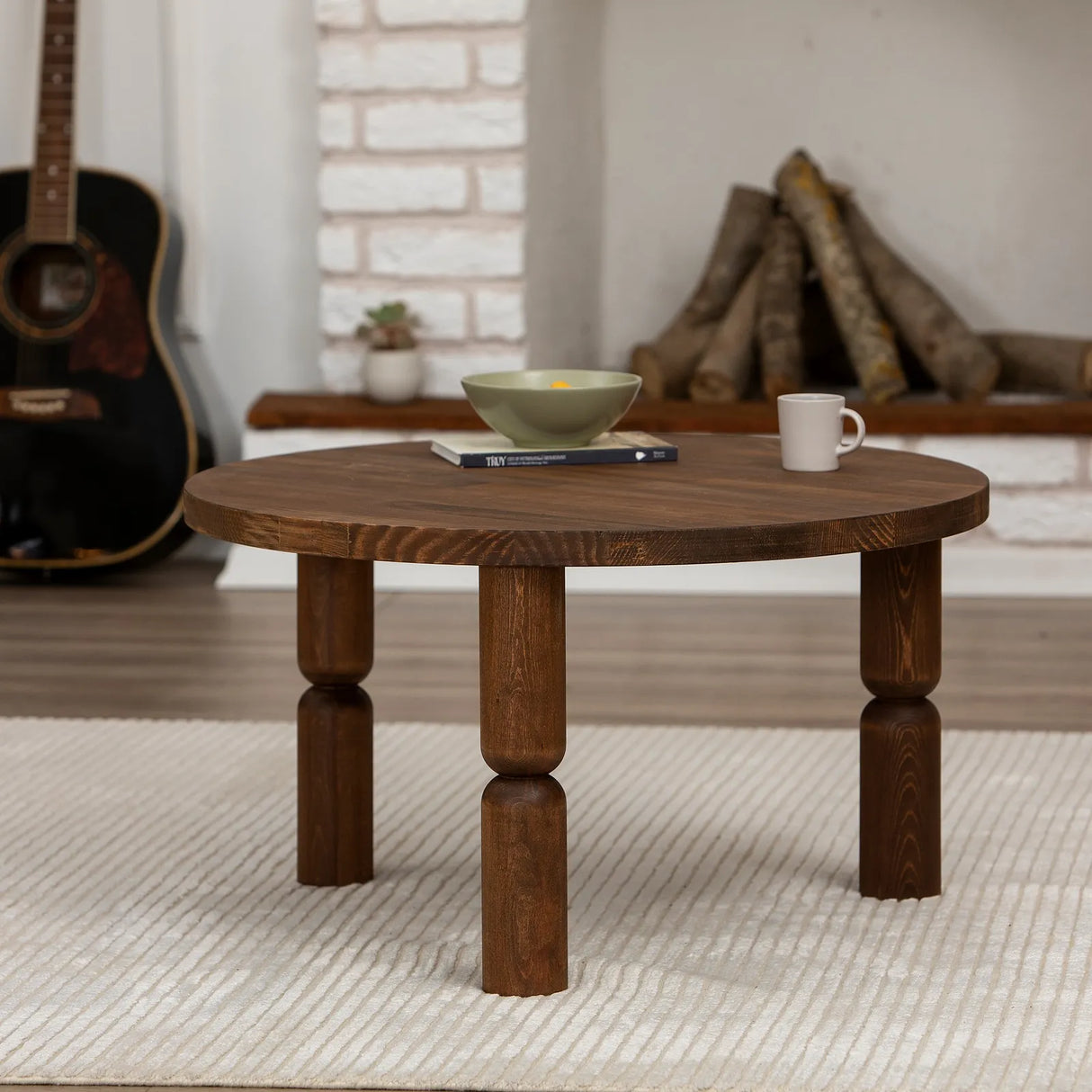 Couchtisch Ida aus Buchenholz in Walnuss, 70×70×40 cm von Hanah Home – Bild 3